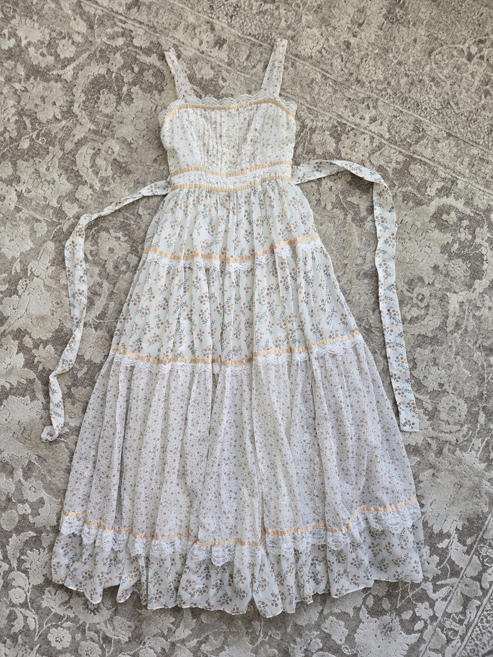Gold Label Gunne Sax by Jessica San Fransisco Vintage 70s Calico Maxi Dress